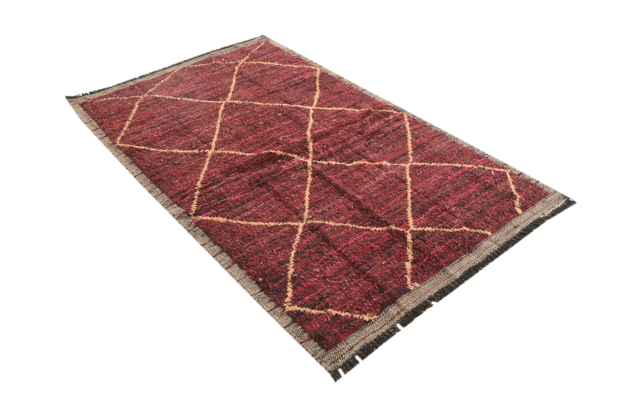4' 2 x 6' 8 Hand Knotted Moroccan Wool Rug