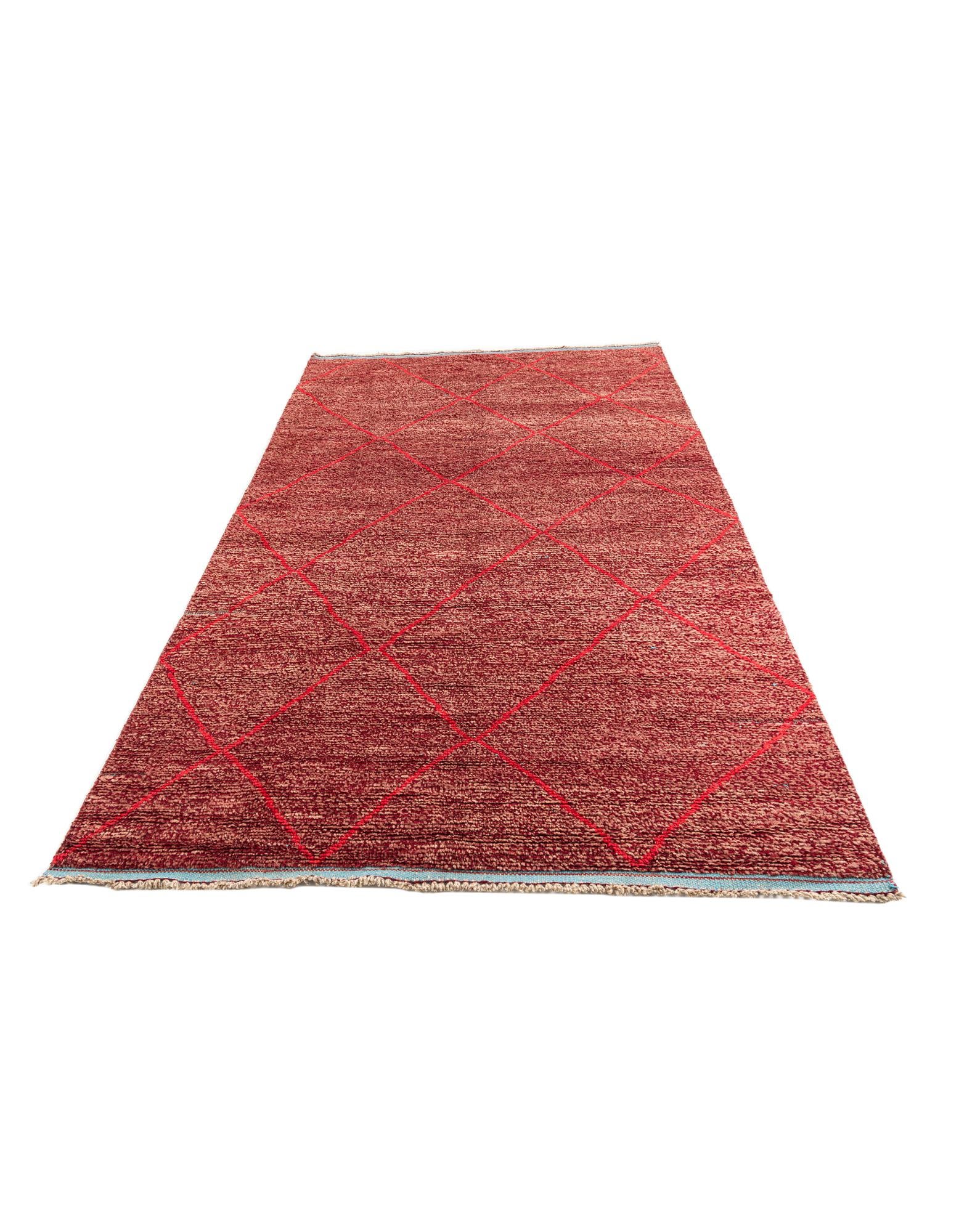 6' 1 x 9' 3 Hand Knotted Moroccan Wool Rug