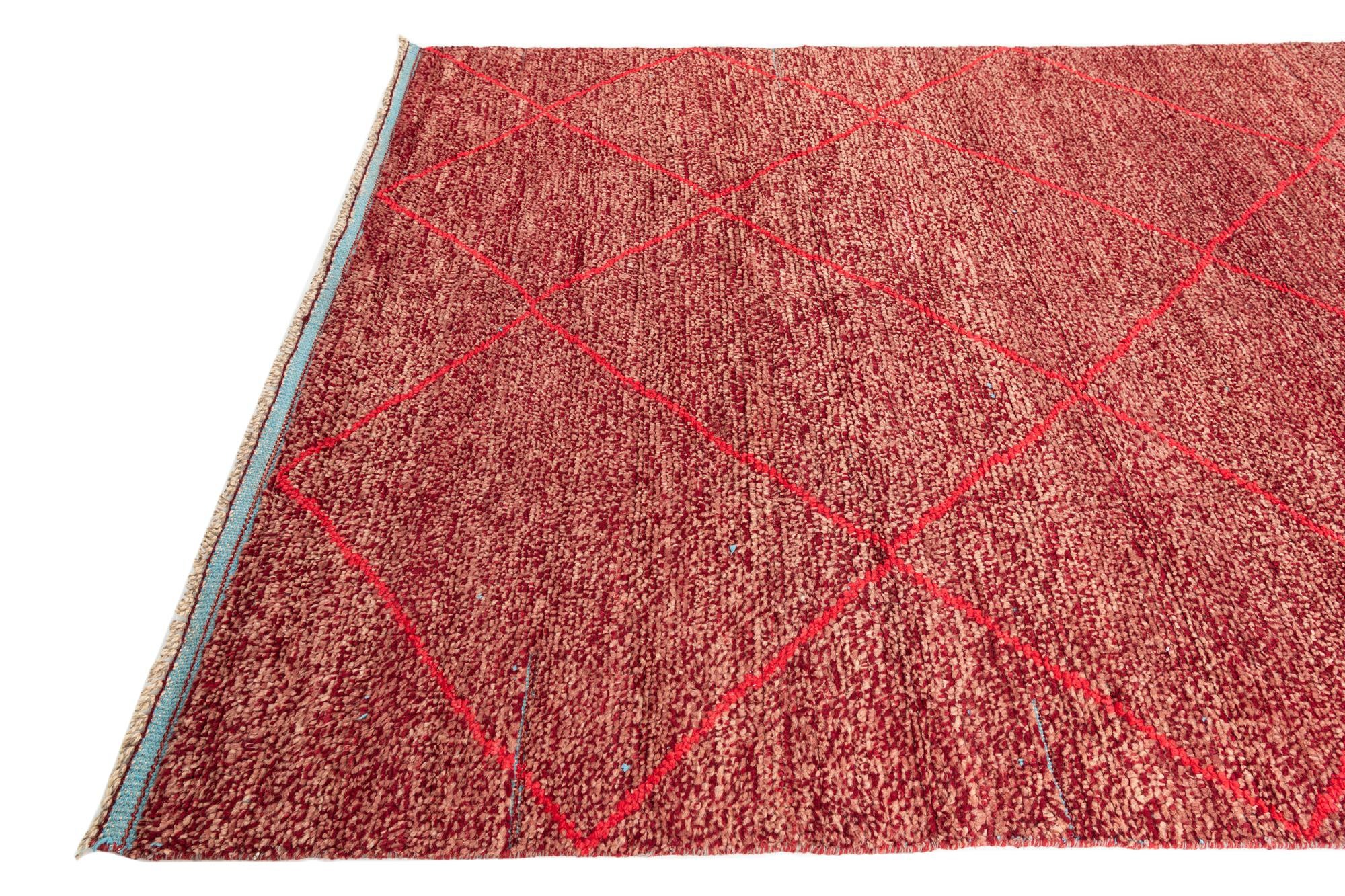 6' 1 x 9' 3 Hand Knotted Moroccan Wool Rug