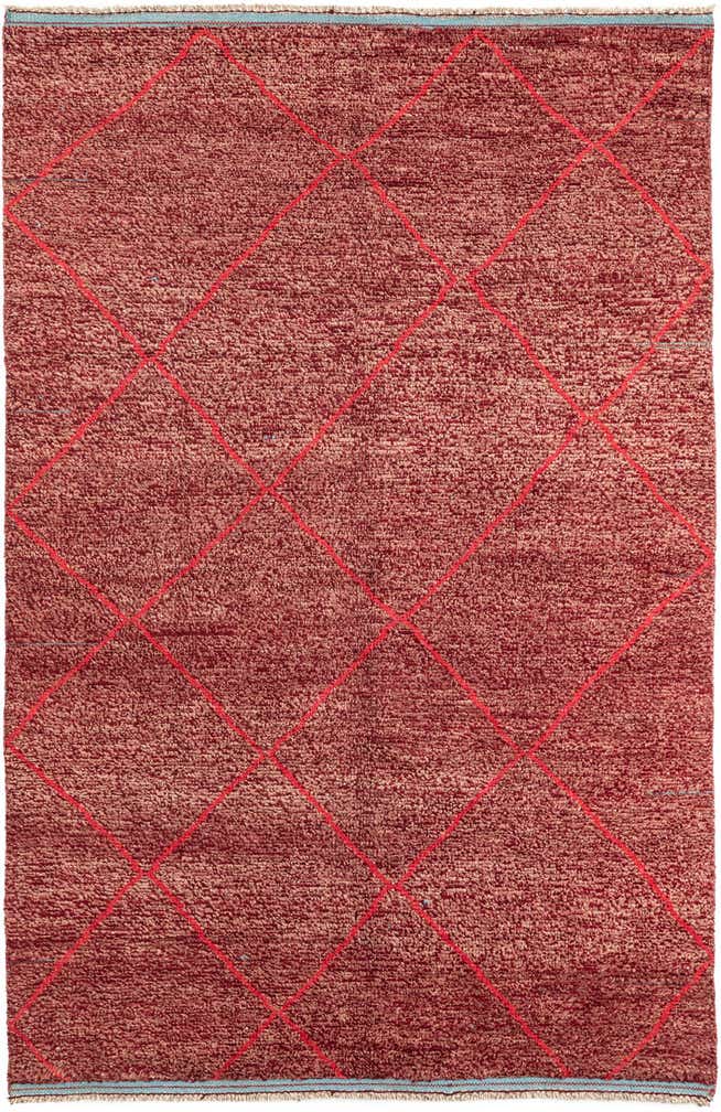 6' 1 x 9' 3 Hand Knotted Moroccan Wool Rug