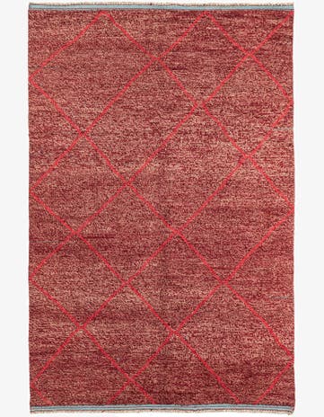 6' 1 x 9' 3 Hand Knotted Moroccan Wool Rug