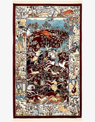 Burgundy Nain Design Rug