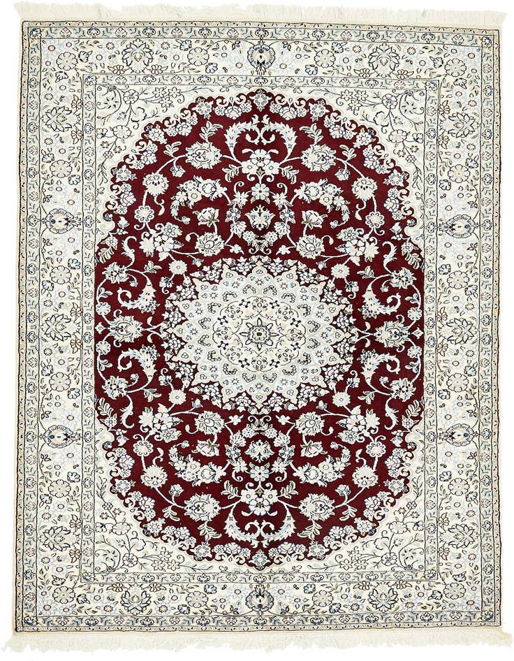 Detail image of 5' 2 x 7' 10 Hand Knotted Nain Persian Rug