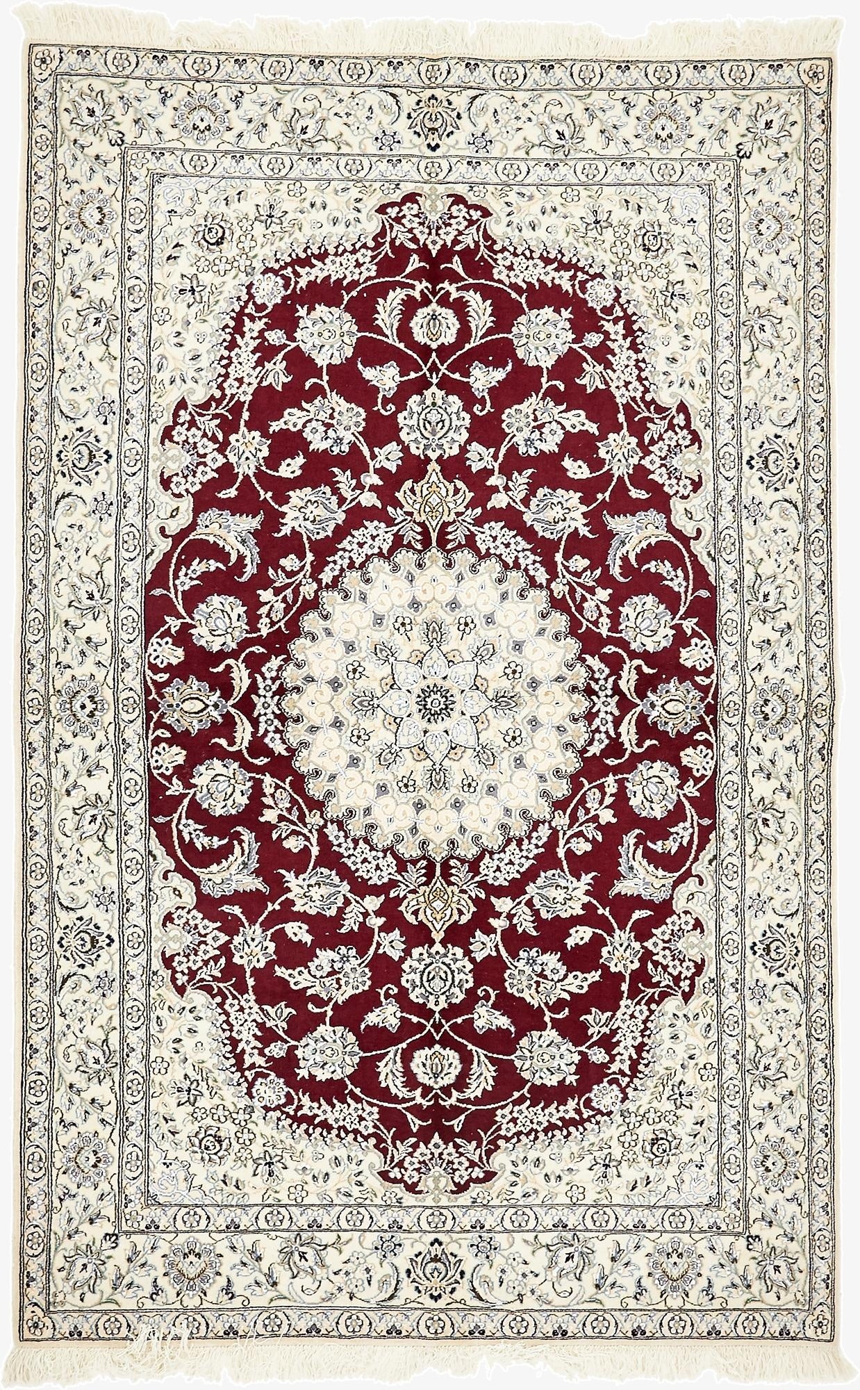 5' 2 x 8' 2  Hand Knotted Nain Persian Rug