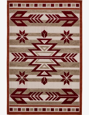 Burgundy Easy-Clean Modern Indoor / Outdoor Rug