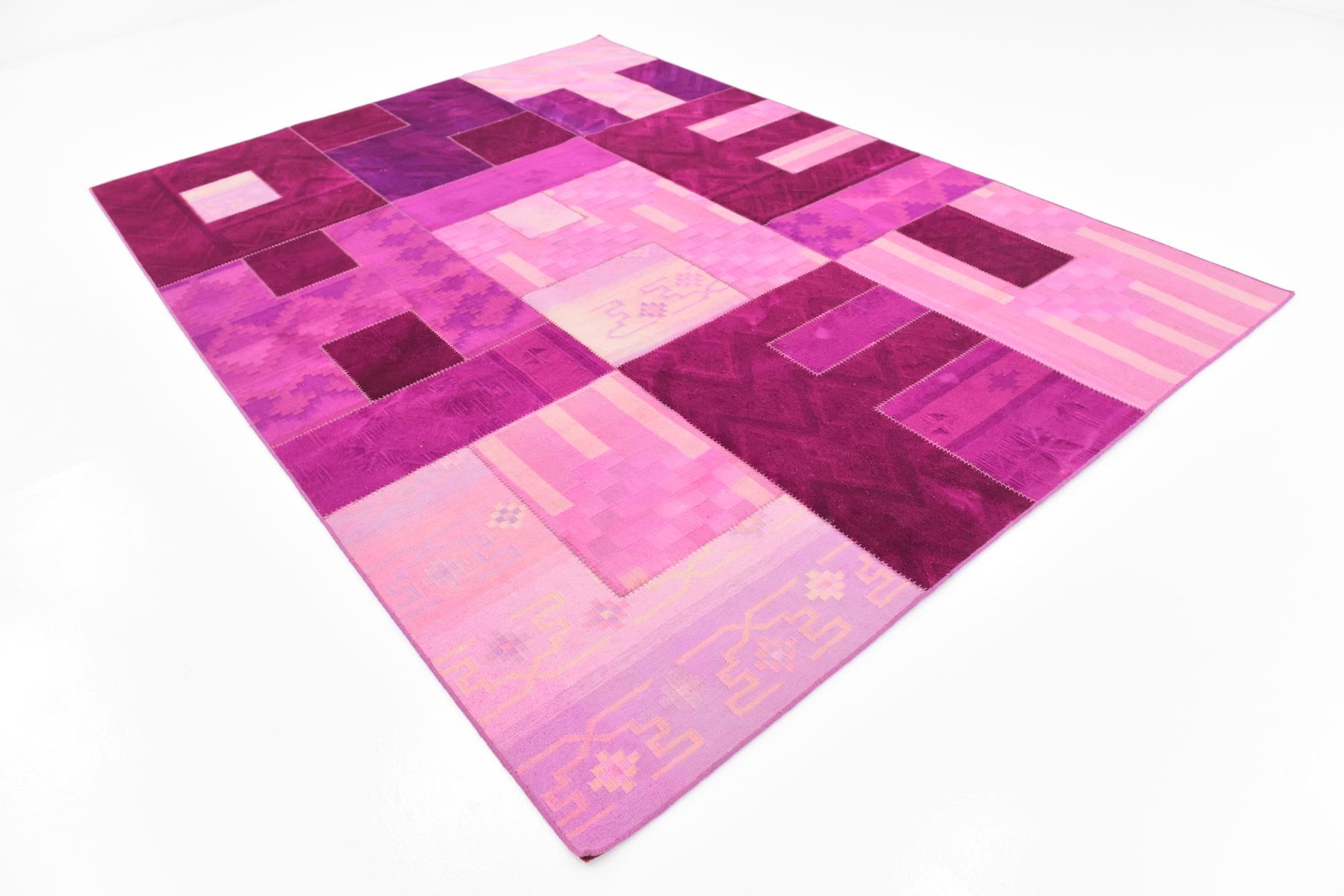 7' 3 x 10' Hand Woven Patchwork Wool Rug