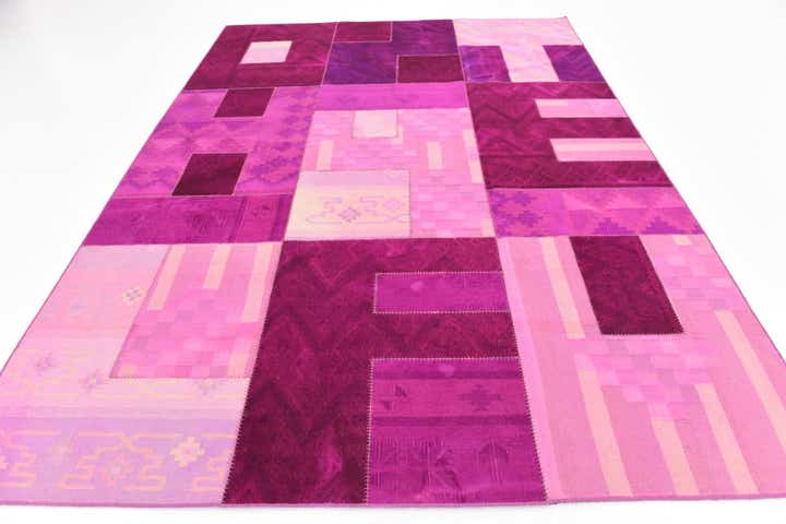 7' 3 x 10' Hand Woven Patchwork Wool Rug