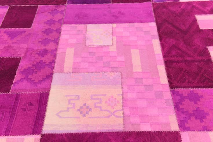 Detail image of 7' 3 x 10' Hand Woven Patchwork Wool Rug