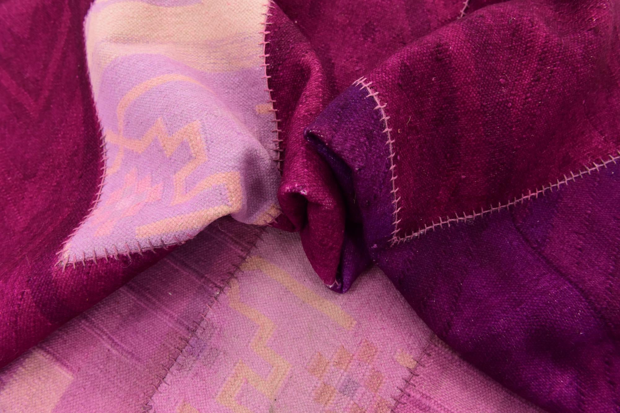 7' 3 x 10' Hand Woven Patchwork Wool Rug