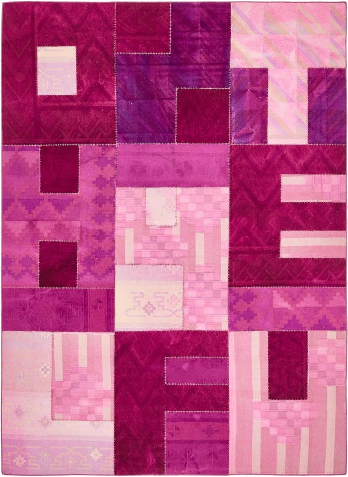 Detail image of 7' 3 x 10' Hand Woven Patchwork Wool Rug