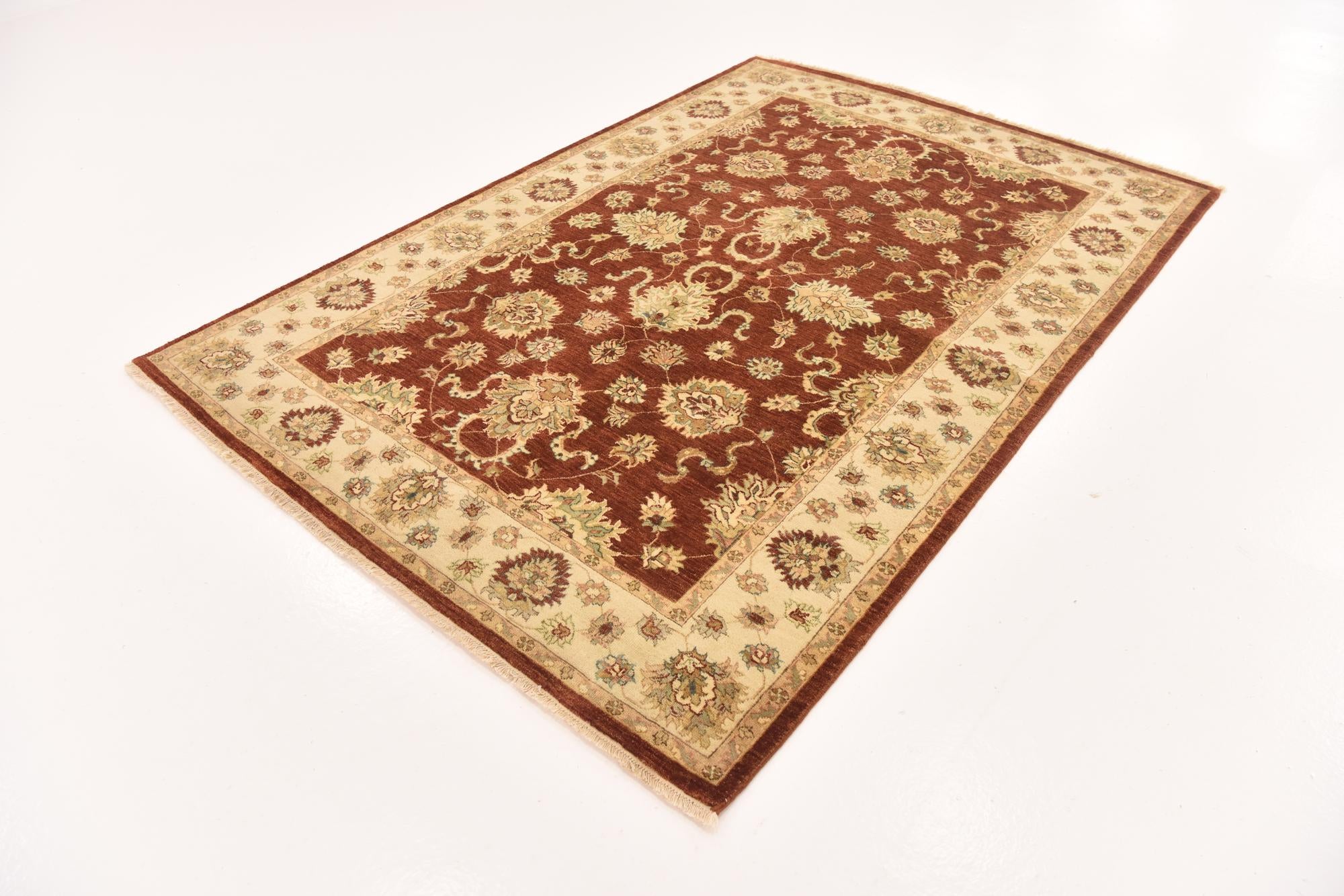 5' 6 x 8' Hand Knotted Peshawar Ziegler Rug