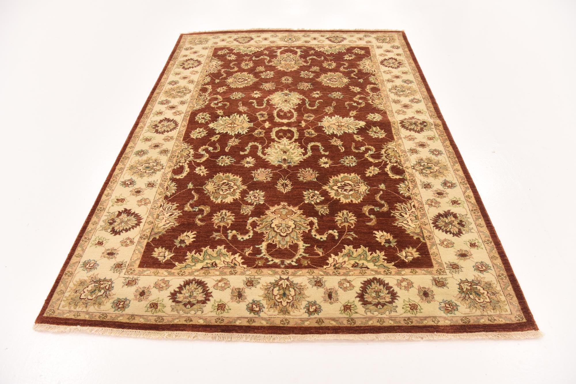 5' 6 x 8' Hand Knotted Peshawar Ziegler Rug