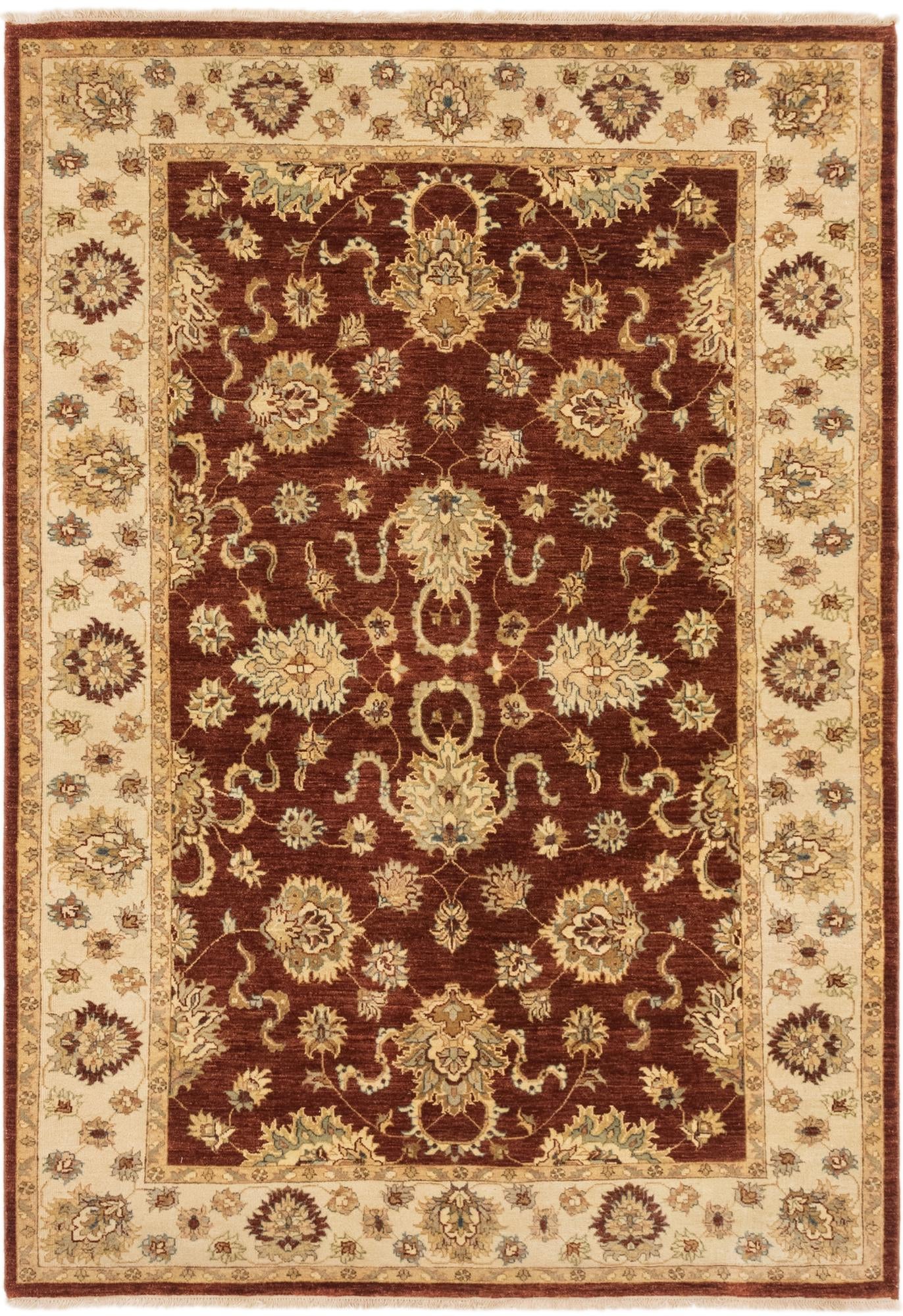5' 6 x 8' Hand Knotted Peshawar Ziegler Rug