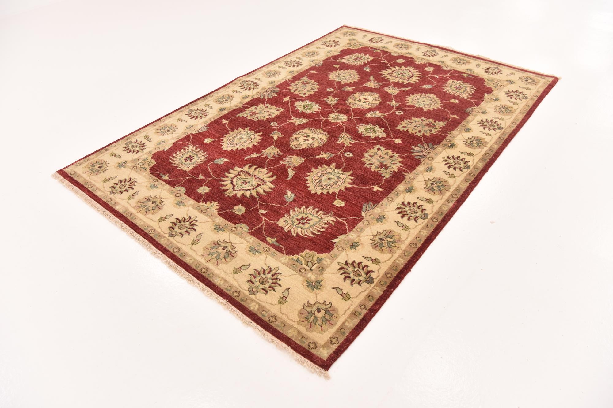 5' 7 x 8' 2 Hand Knotted Peshawar Ziegler Rug