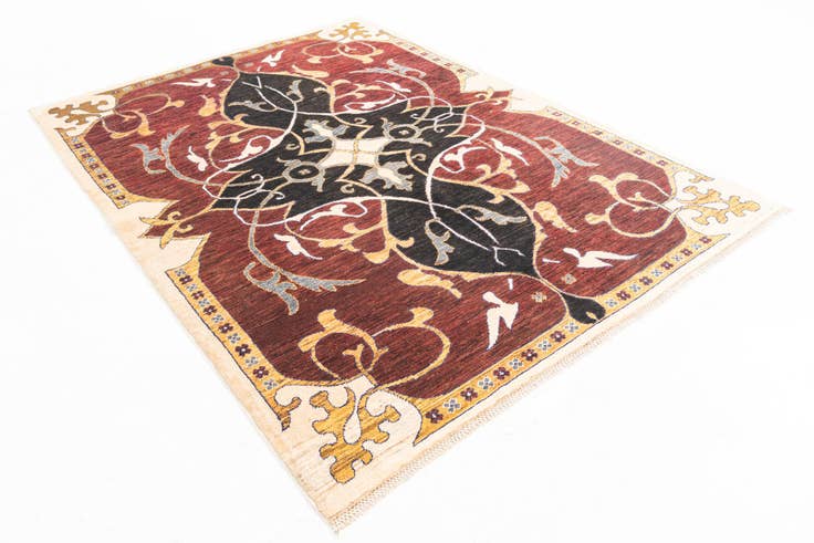 Detail image of 5' 8 x 7' 8 Hand Knotted Peshawar Ziegler Rug
