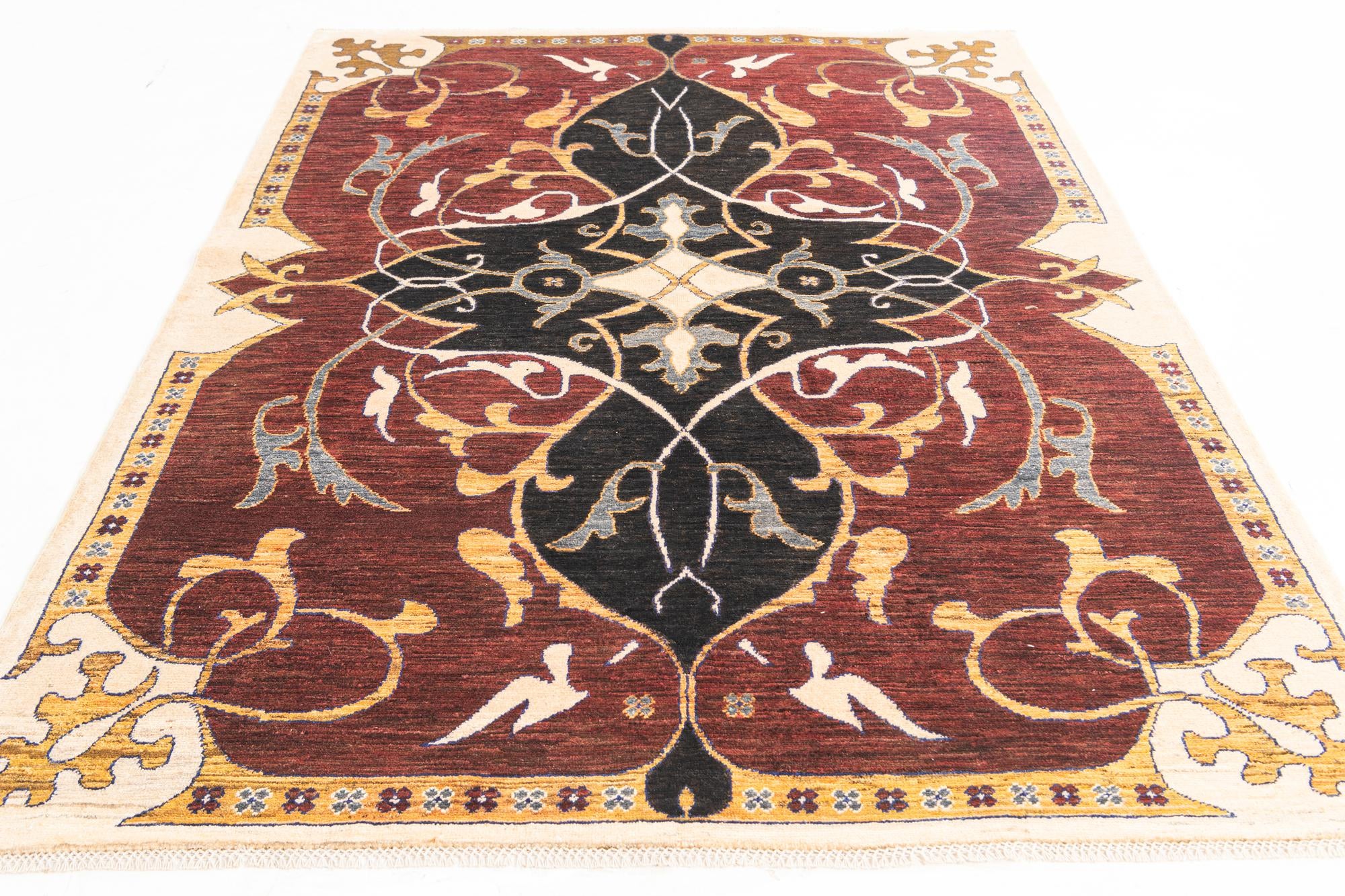 5' 8 x 7' 8 Hand Knotted Peshawar Ziegler Rug