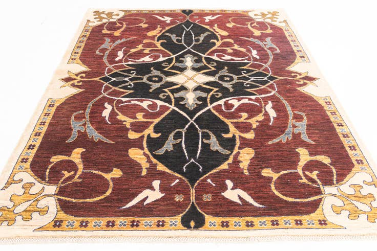 Detail image of 5' 8 x 7' 8 Hand Knotted Peshawar Ziegler Rug