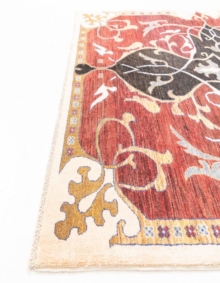 Detail image of 5' 8 x 7' 8  Hand Knotted Peshawar Ziegler Rug