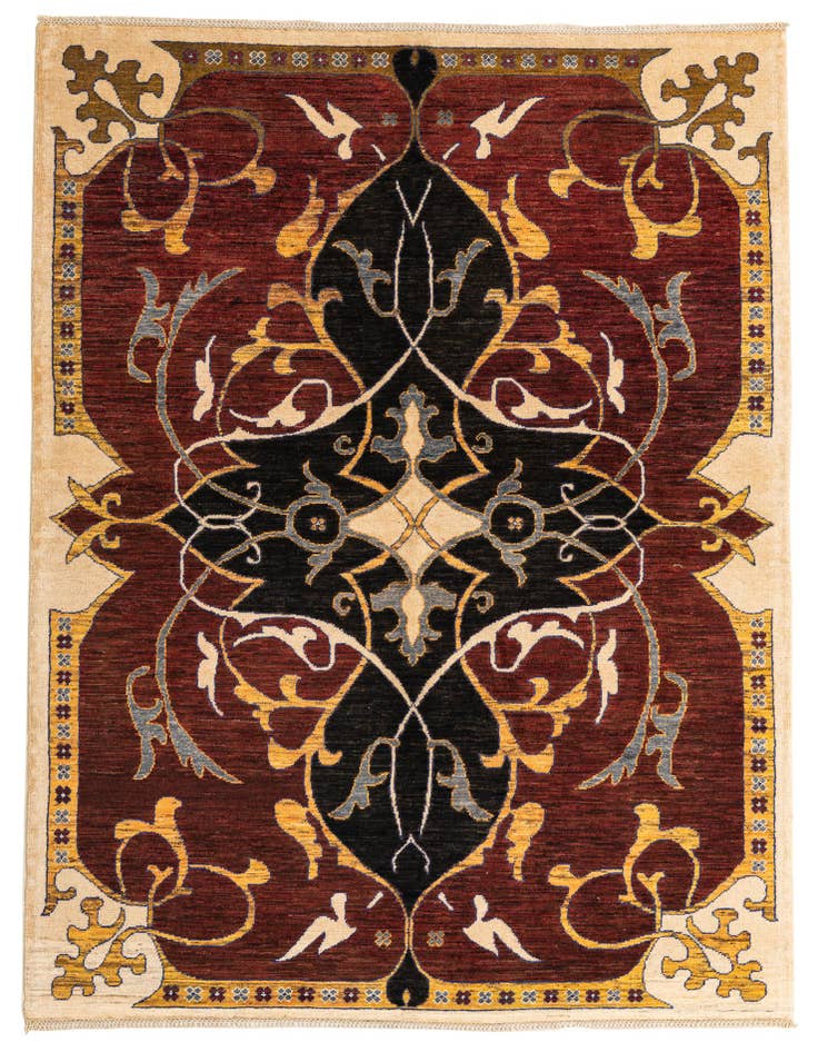 Detail image of 5' 8 x 7' 8 Hand Knotted Peshawar Ziegler Rug