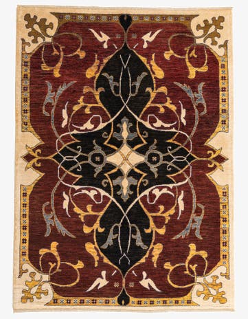 5' 8 x 7' 8 Hand Knotted Peshawar Ziegler Rug