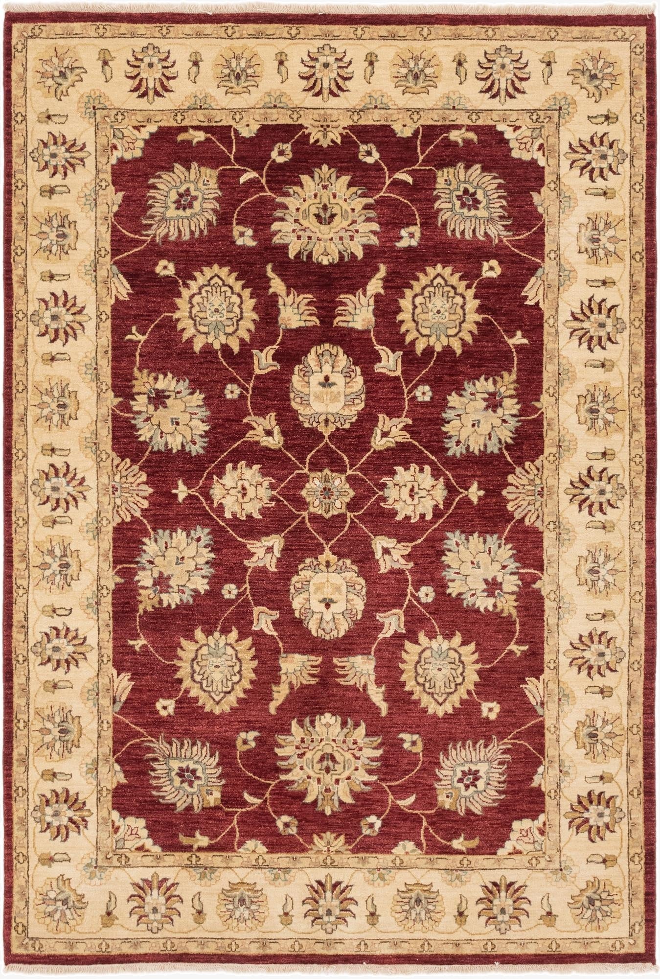 5' 7 x 8' 2  Hand Knotted Peshawar Ziegler Rug