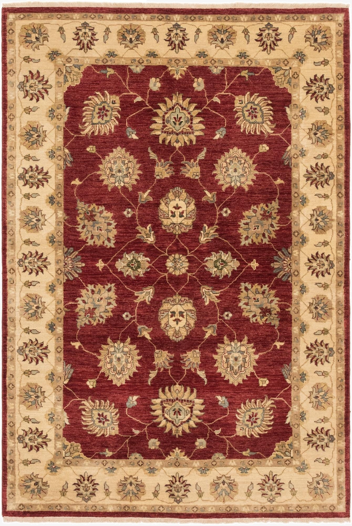5' 7 x 8' 2  Hand Knotted Peshawar Ziegler Rug