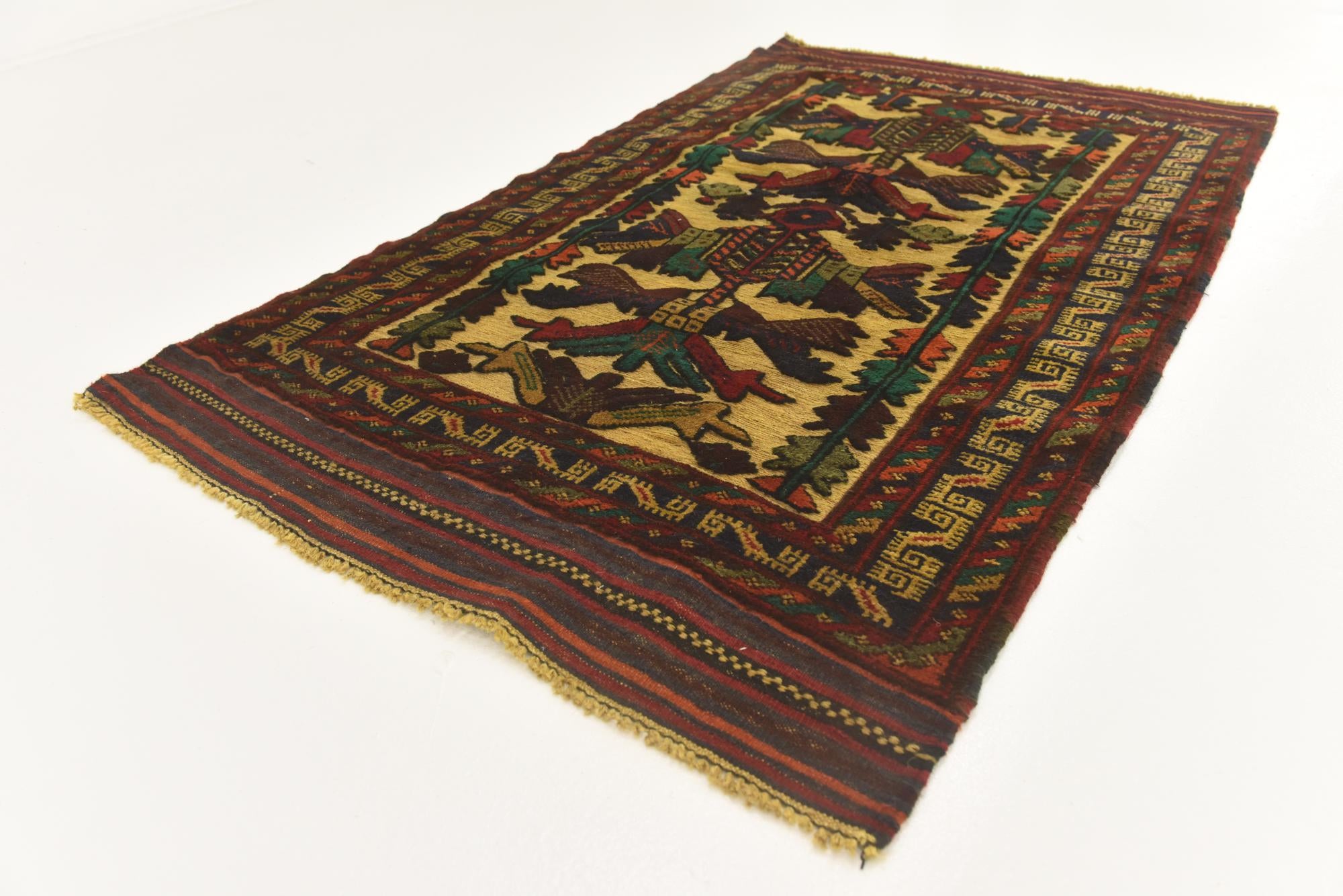 3' x 4' 10 Hand Knotted Sumak Wool Rug