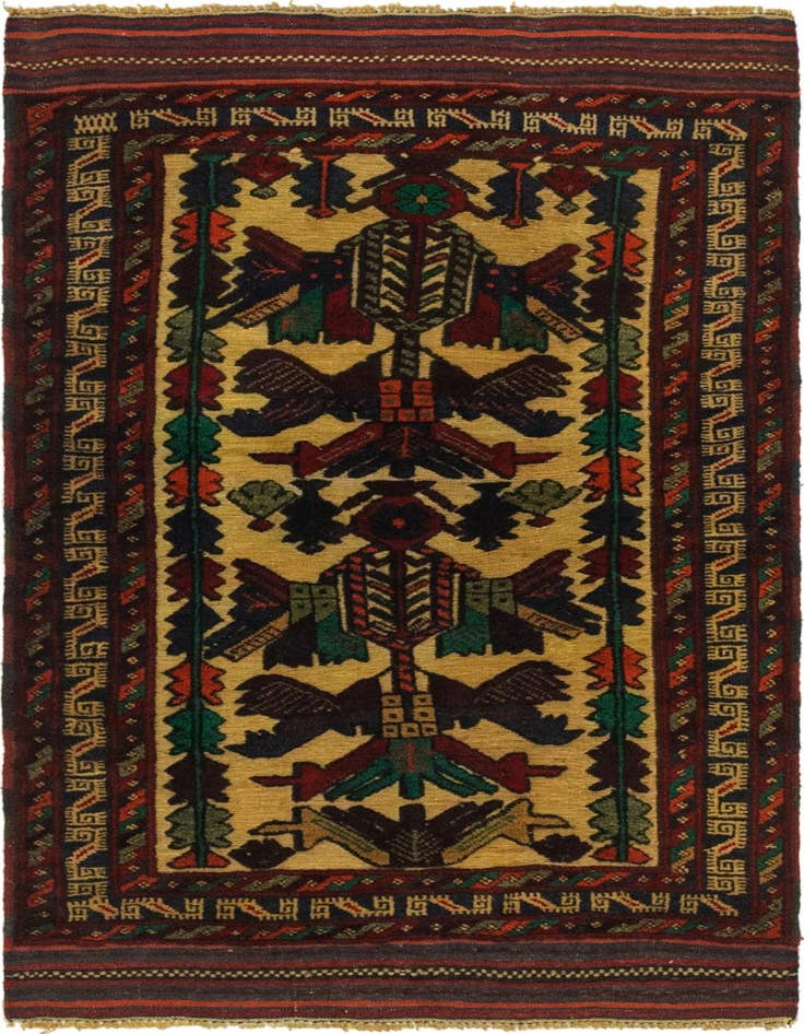 Detail image of 3' x 4' 10 Hand Knotted Sumak Wool Rug