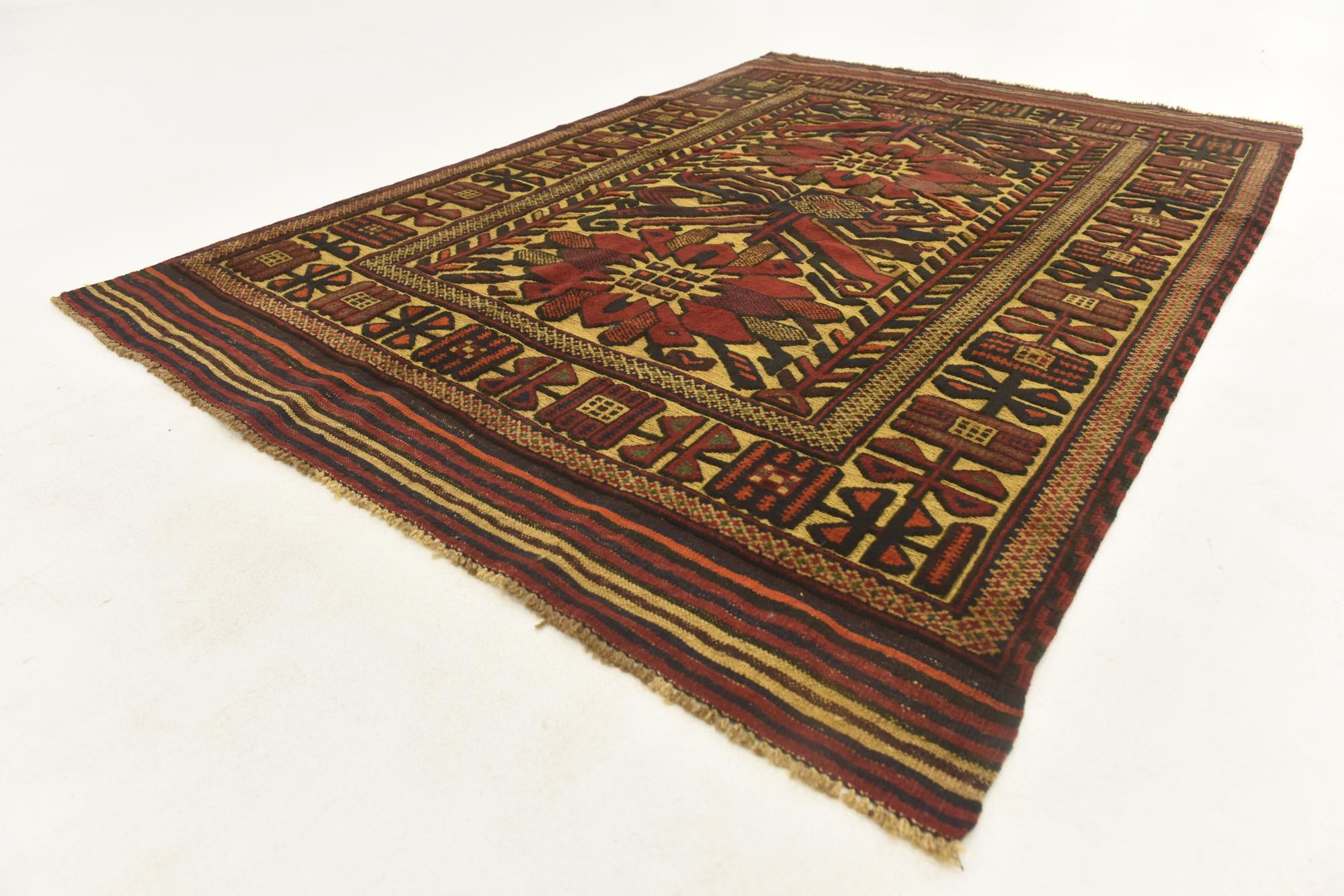 4' 2 x 6' 4 Hand Knotted Sumak Wool Rug
