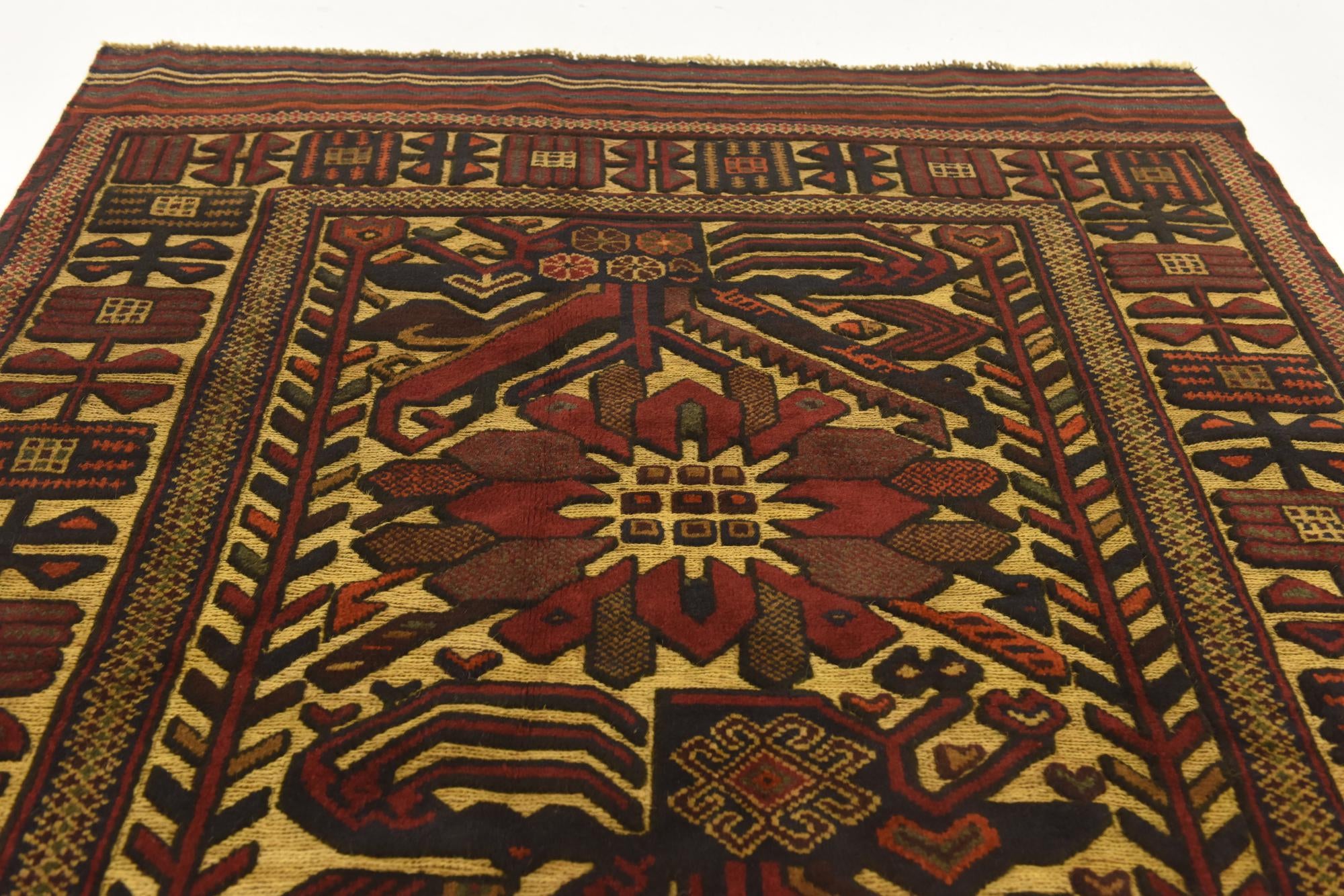 4' 2 x 6' 4 Hand Knotted Sumak Wool Rug