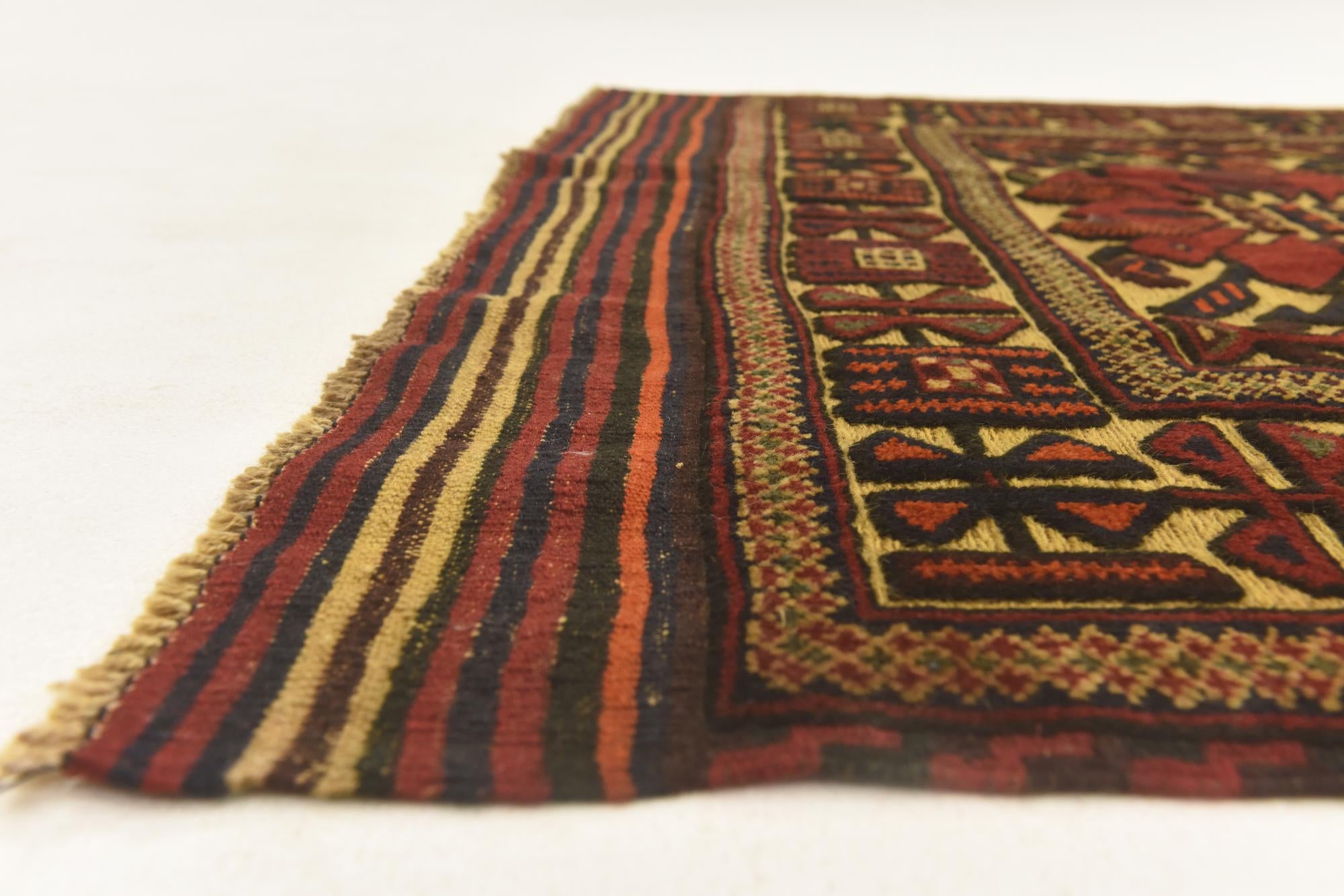 4' 2 x 6' 4 Hand Knotted Sumak Wool Rug