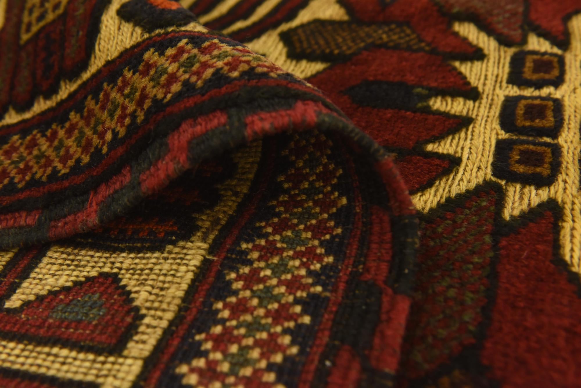 4' 2 x 6' 4 Hand Knotted Sumak Wool Rug