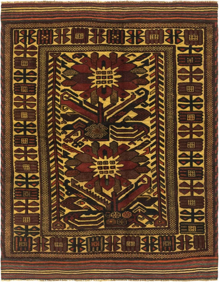 Detail image of 4' 2 x 6' 4 Hand Knotted Sumak Wool Rug