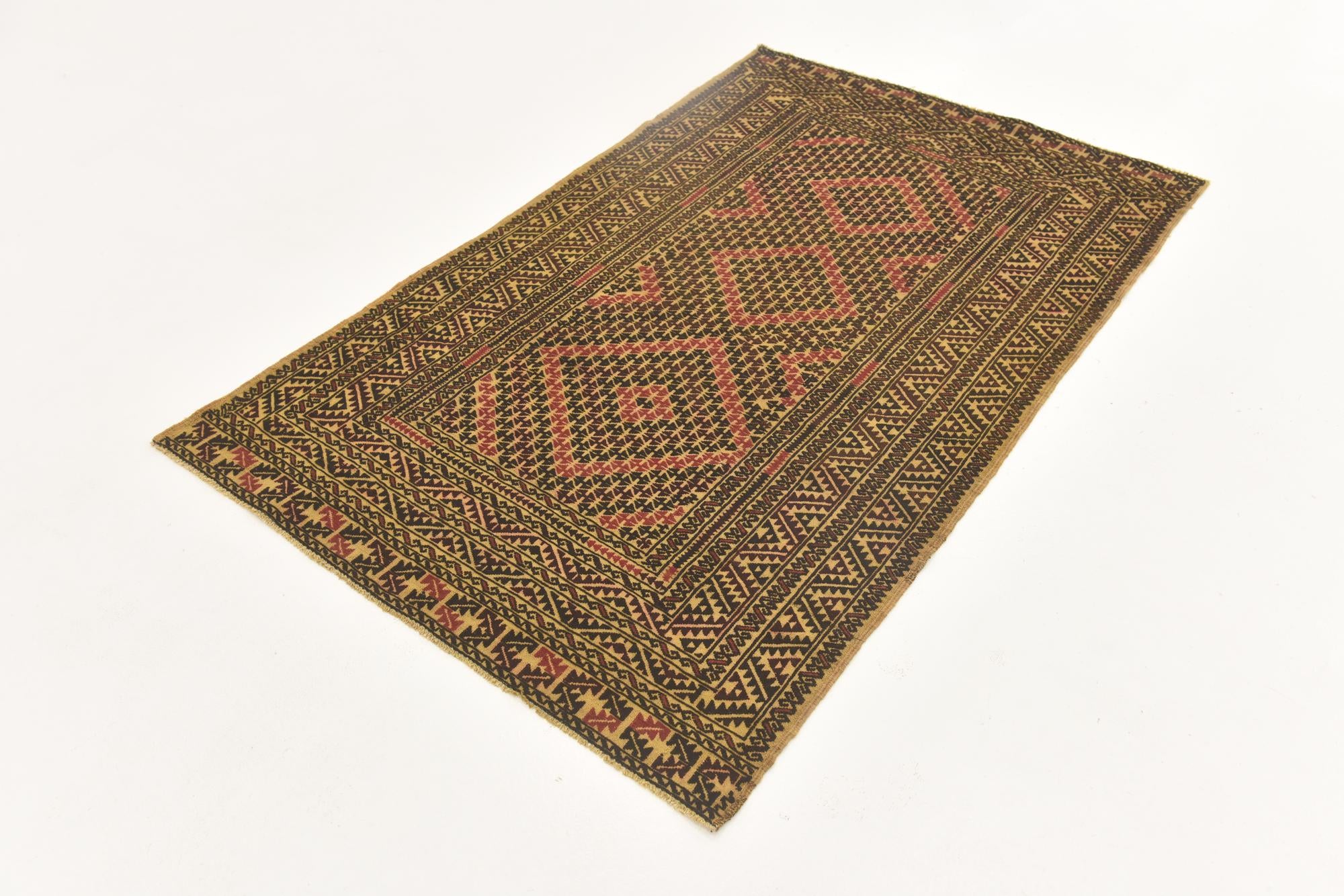 3' 9 x 6' 3 Hand Knotted Sumak Wool Rug