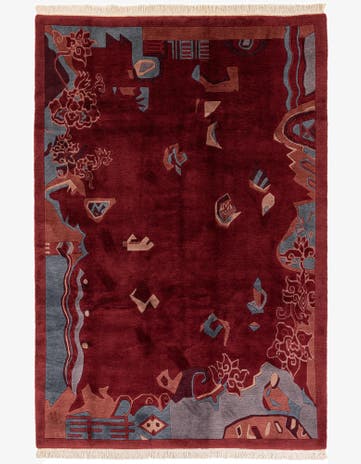 6' 7 x 9' 11 Hand Knotted Tibet Wool Rug