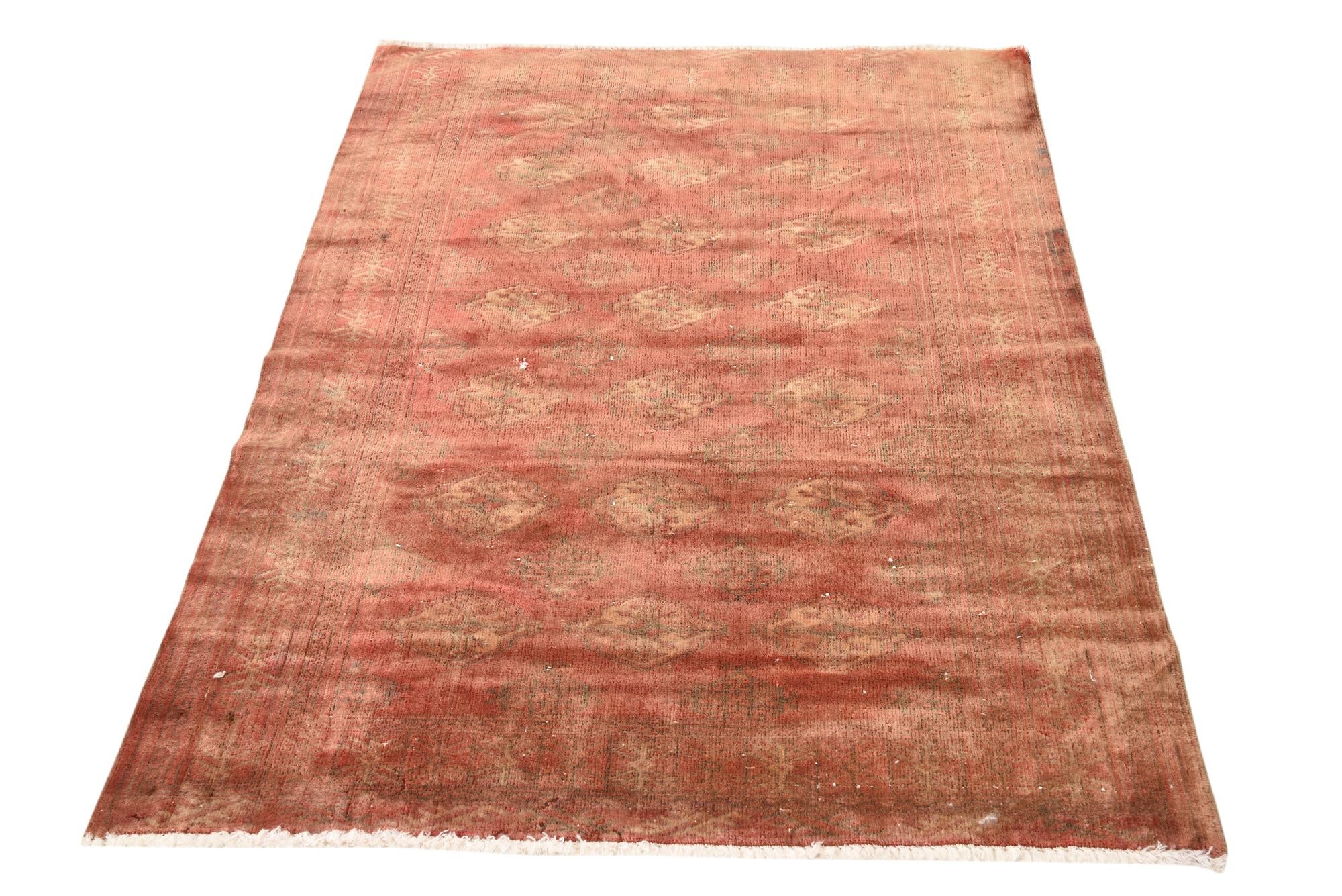 3' 5 x 4' 9 Hand Knotted Torkaman Persian Wool Rug