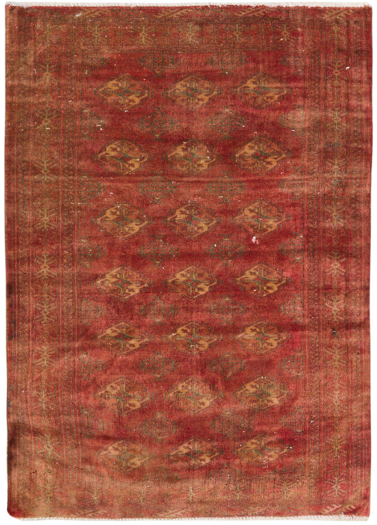 3' 5 x 4' 9 Hand Knotted Torkaman Persian Wool Rug