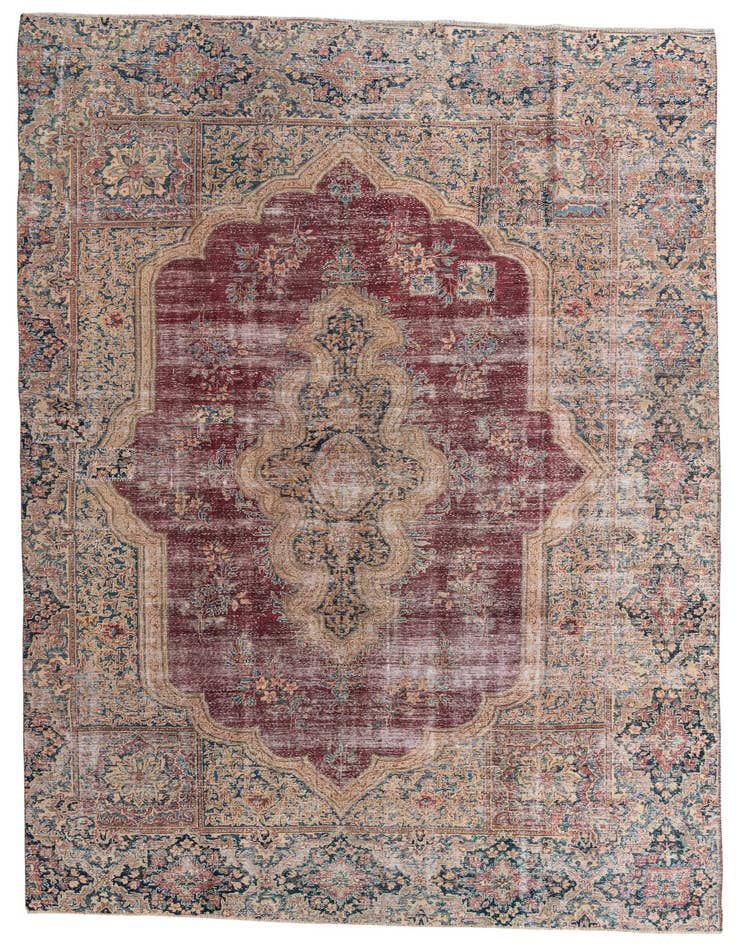 Detail image of 8' 10 x 13' 6 Hand Knotted Ultra Vintage Persian Wool Rug