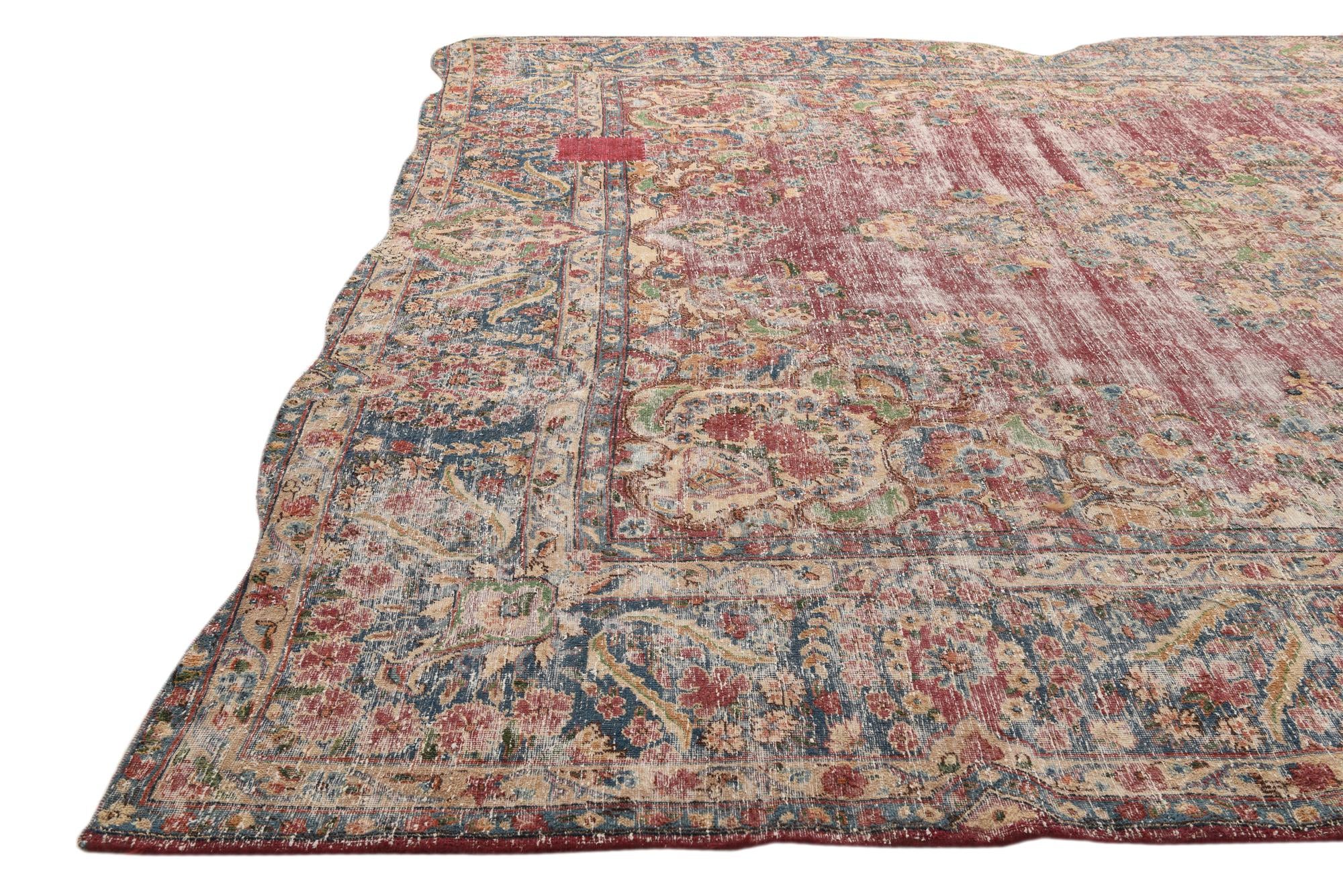 9' 8 x 13' Hand Knotted Ultra Vintage Persian Wool Rug