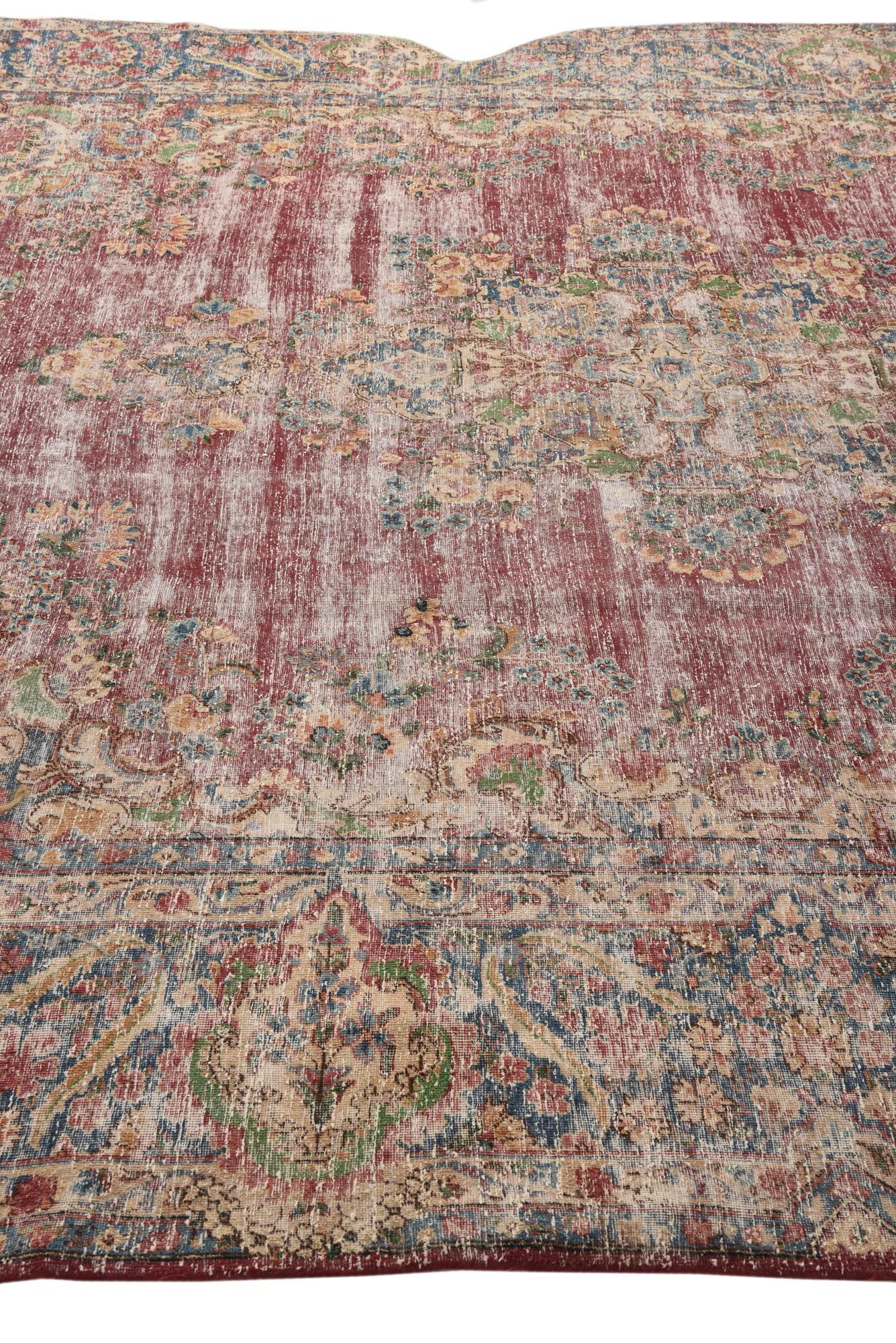 9' 8 x 13' Hand Knotted Ultra Vintage Persian Wool Rug