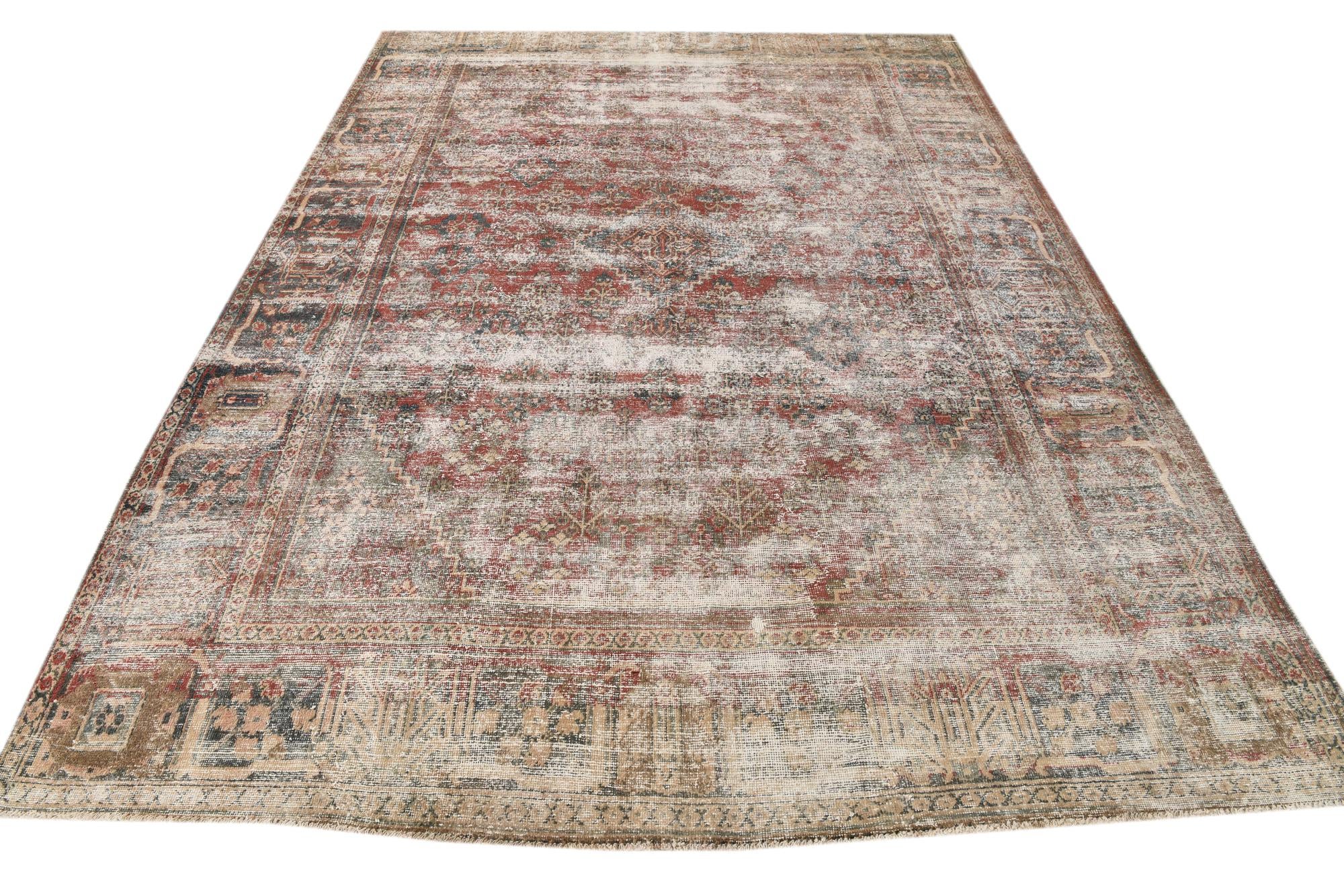 7' 3 x 10' 1 Hand Knotted Ultra Vintage Persian Wool Rug