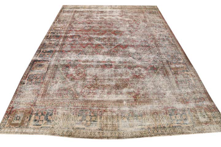 7' 3 x 10' 1 Hand Knotted Ultra Vintage Persian Wool Rug