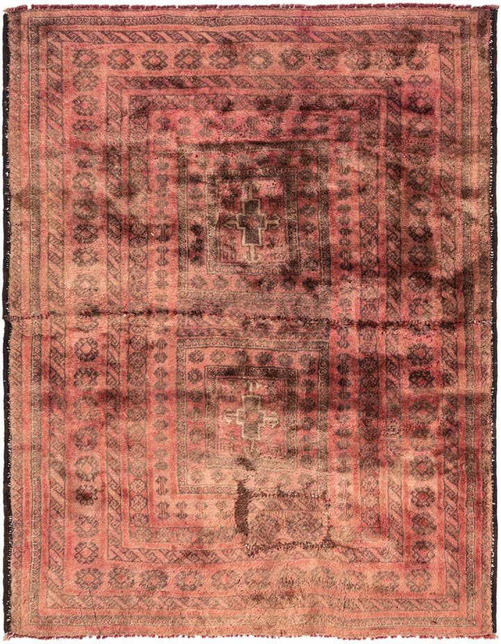  3' 6 x 4' 5  Hand Knotted Ultra Vintage Persian W...