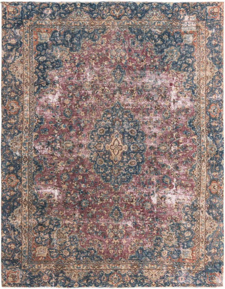Detail image of 8' 10 x 11' 9 Hand Knotted Ultra Vintage Persian Wool Rug