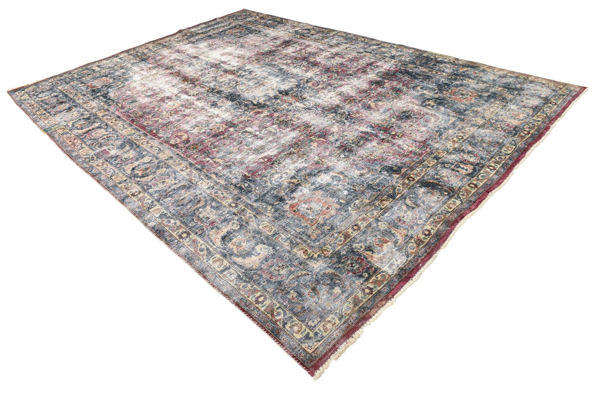 9' 2 x 12' 8 Hand Knotted Ultra Vintage Persian Wool Rug