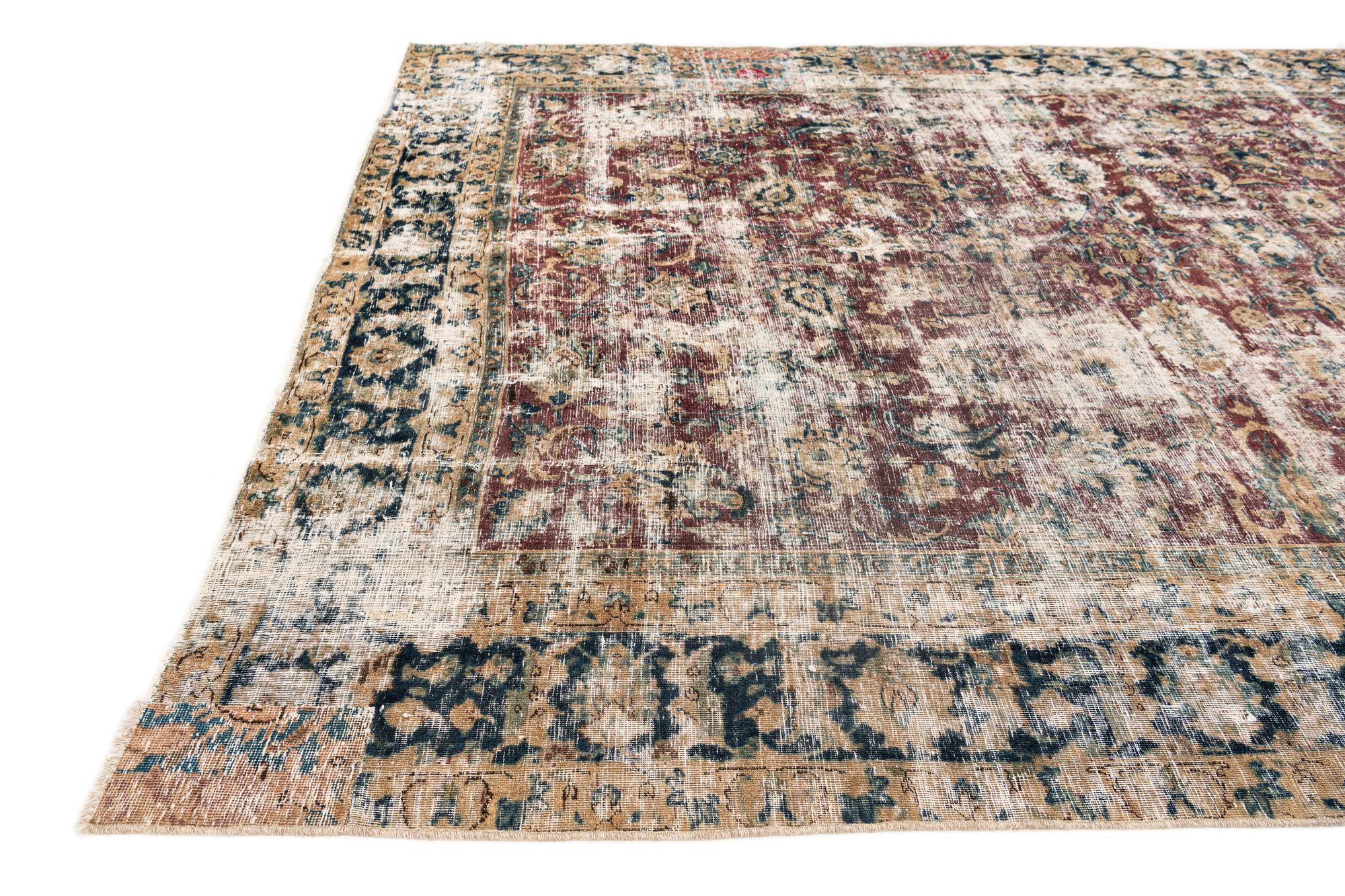 8' x 10' 8 Hand Knotted Ultra Vintage Persian Wool Rug