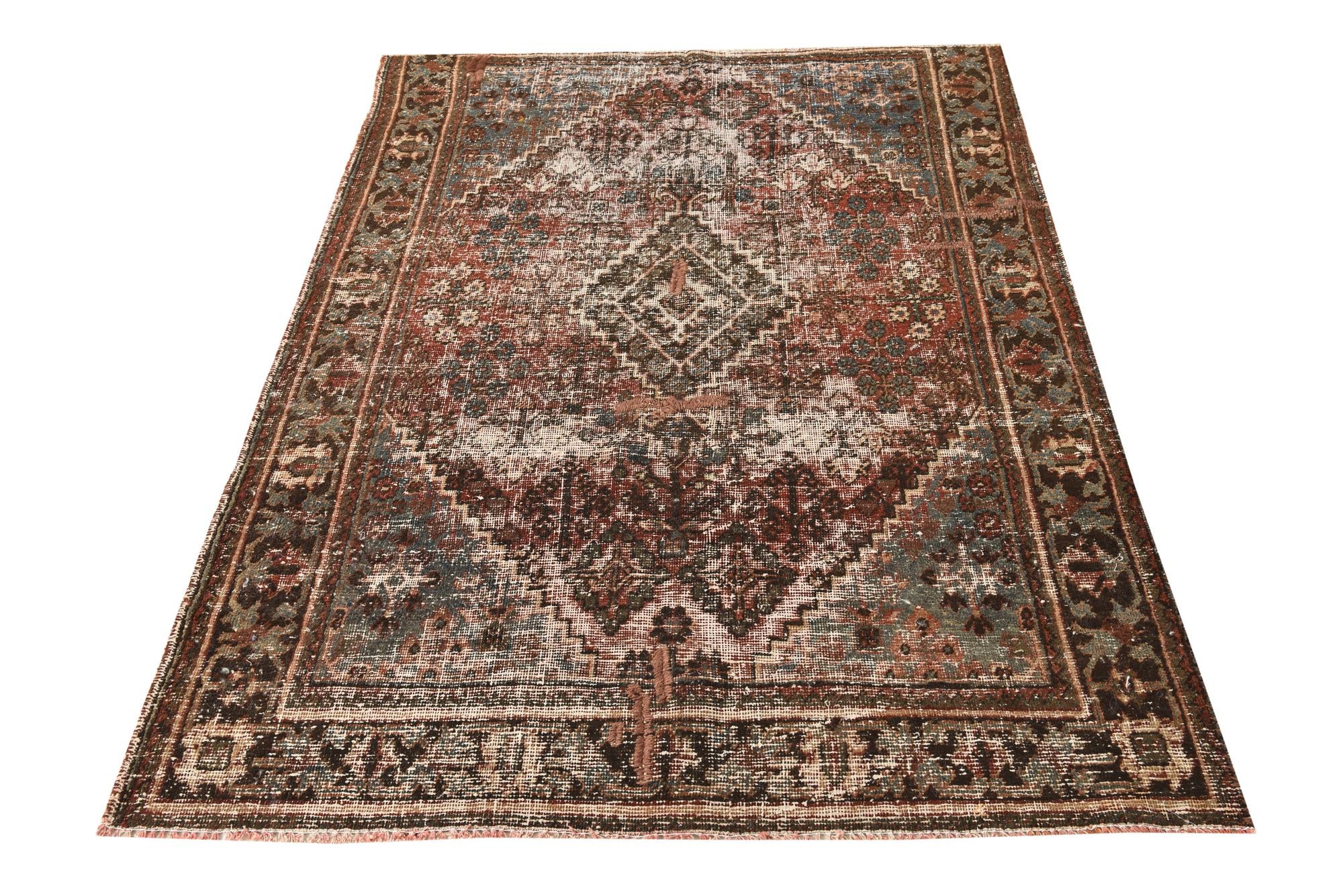 4' 3 x 6' Hand Knotted Ultra Vintage Persian Wool Rug