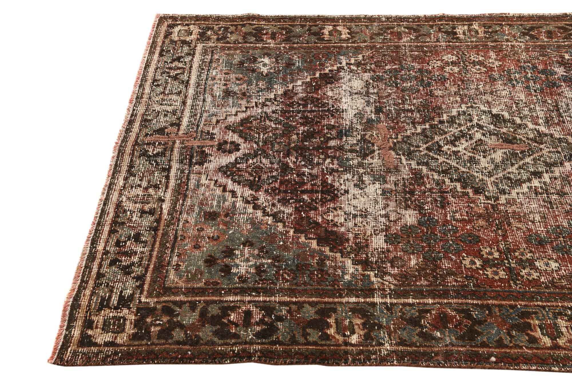 4' 3 x 6' Hand Knotted Ultra Vintage Persian Wool Rug