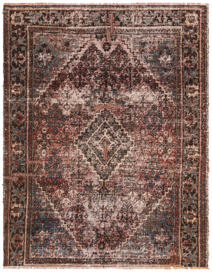 Detail image of 4' 3 x 6' Hand Knotted Ultra Vintage Persian Wool Rug