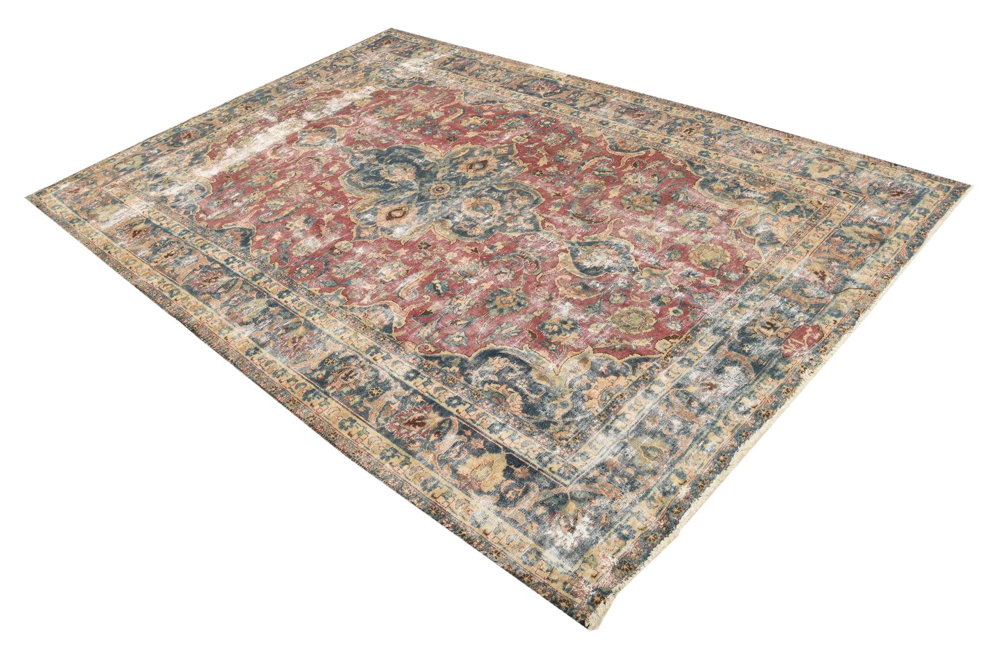 6' 5 x 9' 5 Hand Knotted Ultra Vintage Persian Wool Rug